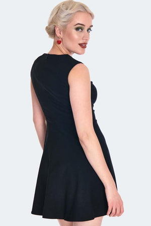 Black Sleeveless Mini Flare Dress-Voodoo Vixen-Dark Fashion Clothing