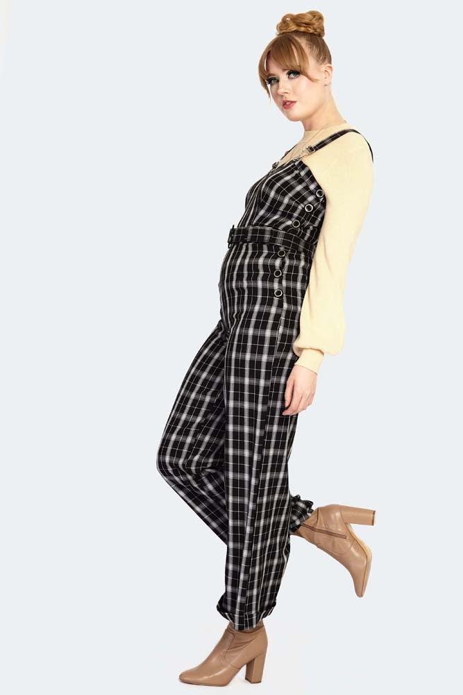 Bloom Plaid Jumpsuit-Voodoo Vixen-Dark Fashion Clothing