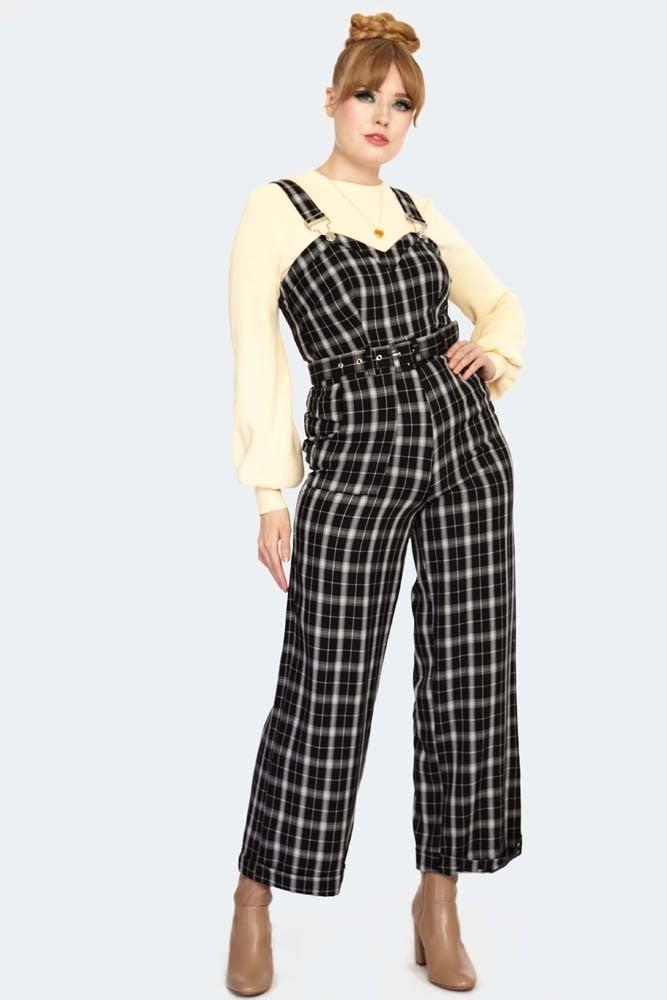 Bloom Plaid Jumpsuit-Voodoo Vixen-Dark Fashion Clothing