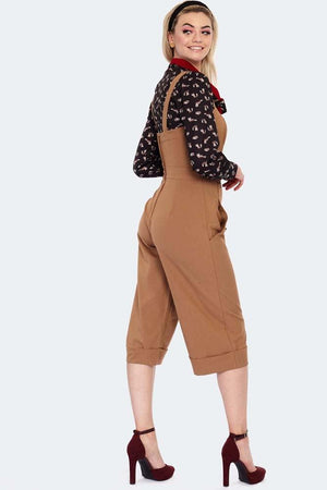 Brown Wide Leg Jumpsuit-Voodoo Vixen-Dark Fashion Clothing