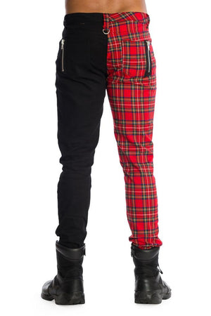 Contrast Check Trousers-Banned-Dark Fashion Clothing