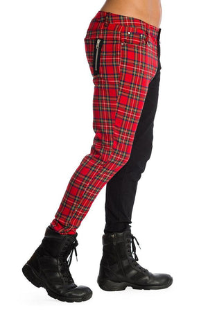 Contrast Check Trousers-Banned-Dark Fashion Clothing