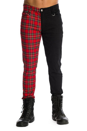 Contrast Check Trousers-Banned-Dark Fashion Clothing