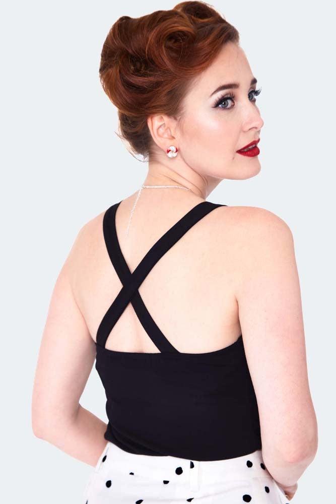 Cross Strap Front Detail Knit Top-Voodoo Vixen-Dark Fashion Clothing