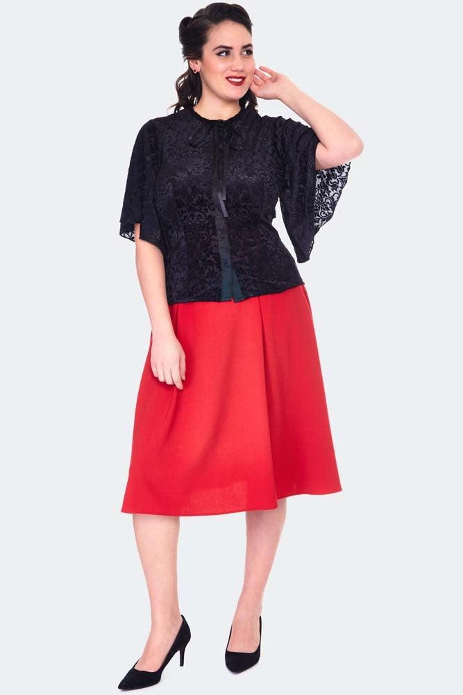 Devore Flutter Sleeve Blouse-Voodoo Vixen-Dark Fashion Clothing