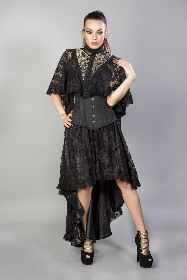 Draconia Black Lace King Brocade Bolero-Burleska-Dark Fashion Clothing
