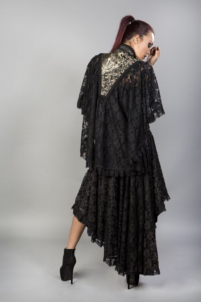 Draconia Black Lace King Brocade Bolero-Burleska-Dark Fashion Clothing