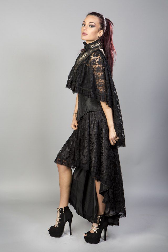Draconia Black Lace King Brocade Bolero-Burleska-Dark Fashion Clothing