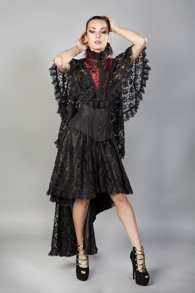 Draconia Black Lace King Brocade Bolero-Burleska-Dark Fashion Clothing