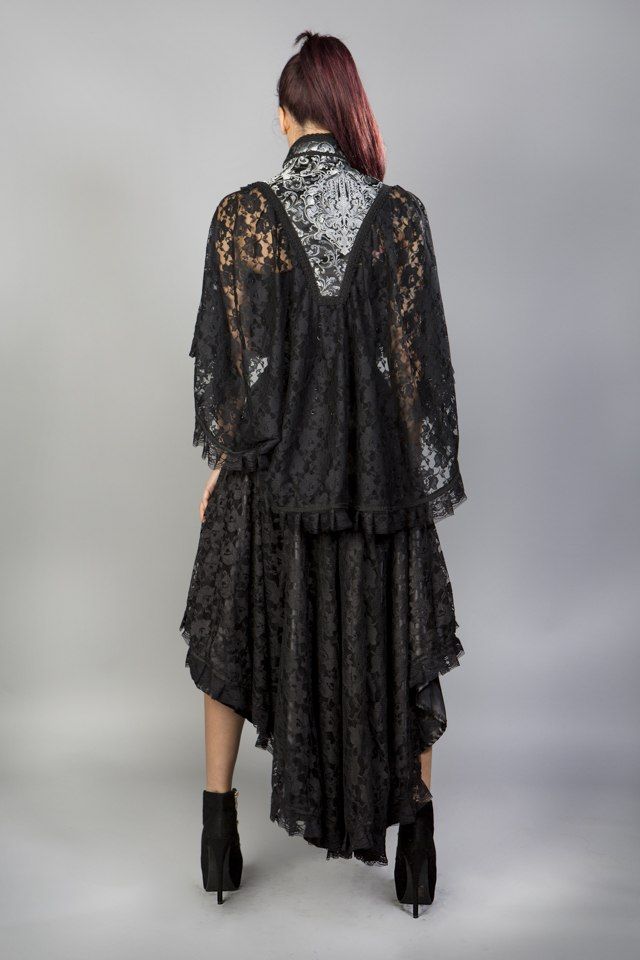 Draconia Black Lace King Brocade Bolero-Burleska-Dark Fashion Clothing