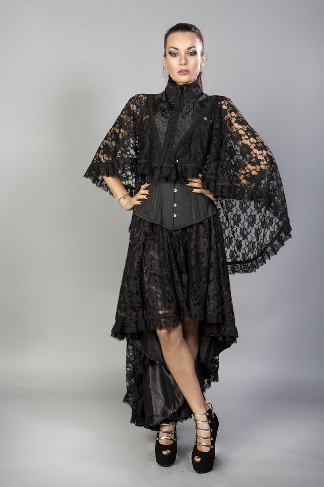 Draconia Black Lace King Brocade Bolero-Burleska-Dark Fashion Clothing