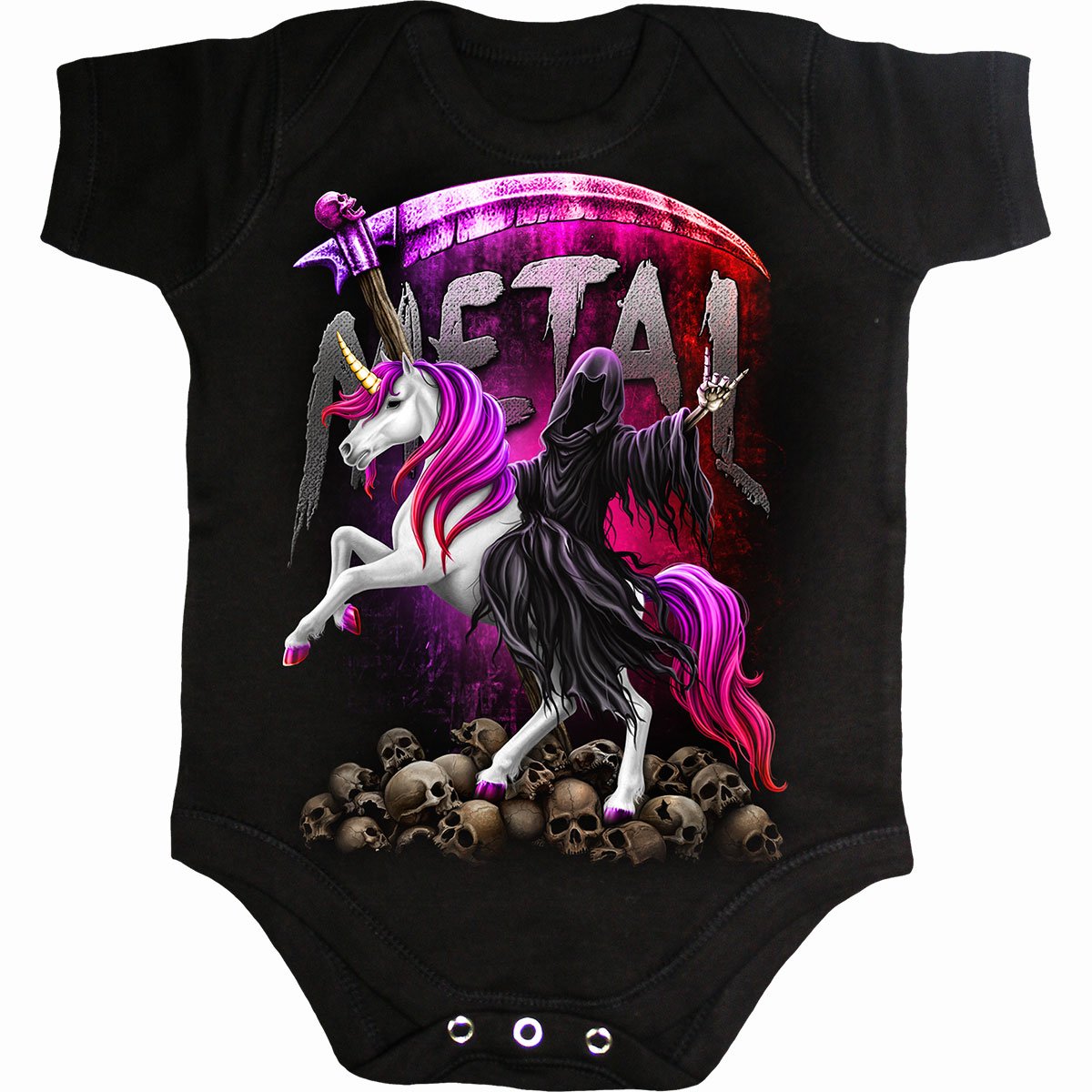 Metallicorn - Baby Sleepsuit Black