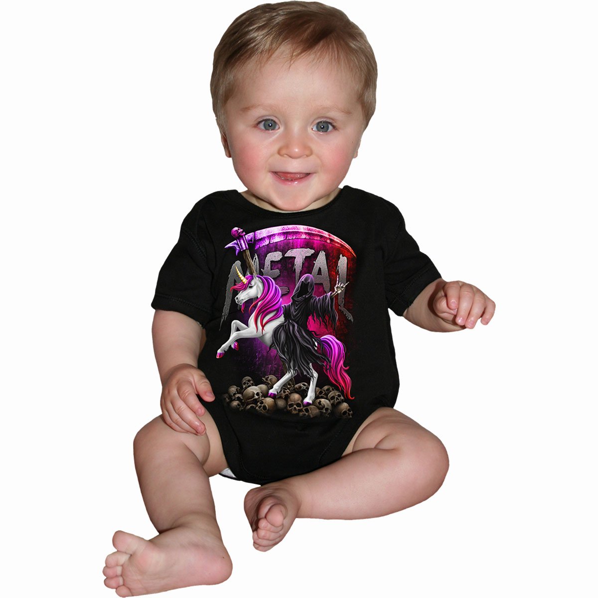 Metallicorn - Baby Sleepsuit Black
