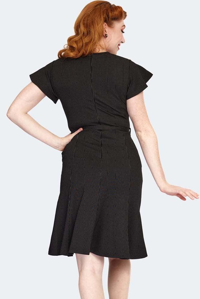 Flutter Sleeve Front Twist Flare Dress-Voodoo Vixen-Dark Fashion Clothing