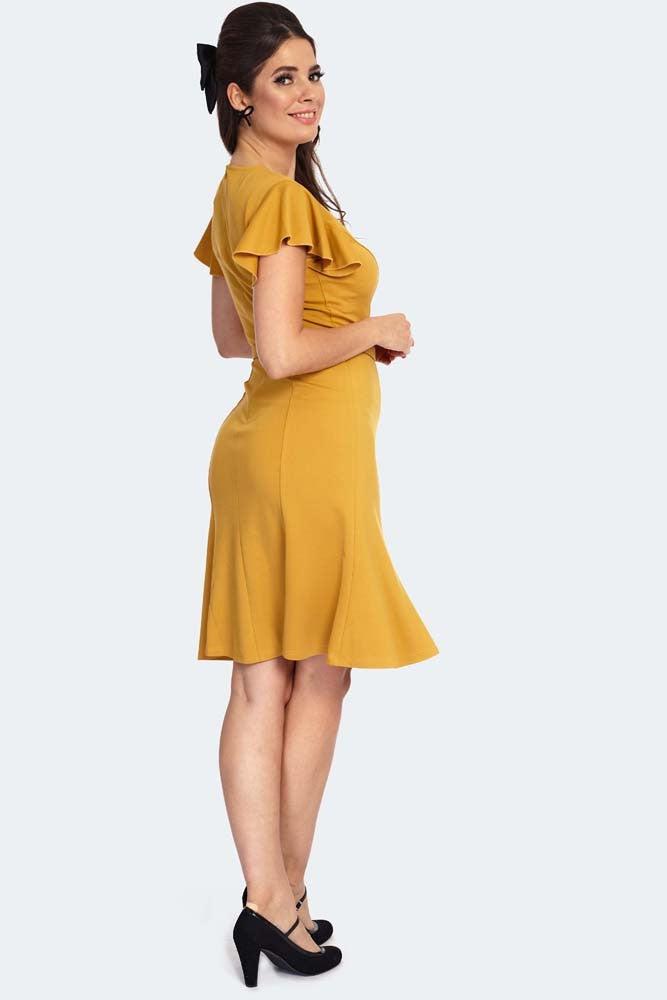 Flutter Sleeve Front Twist Flare Dress-Voodoo Vixen-Dark Fashion Clothing