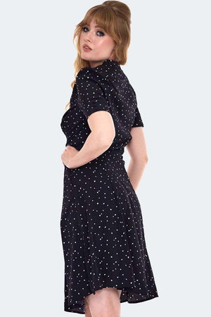 Frances Heart Polka Dot Tea Dress-Voodoo Vixen-Dark Fashion Clothing