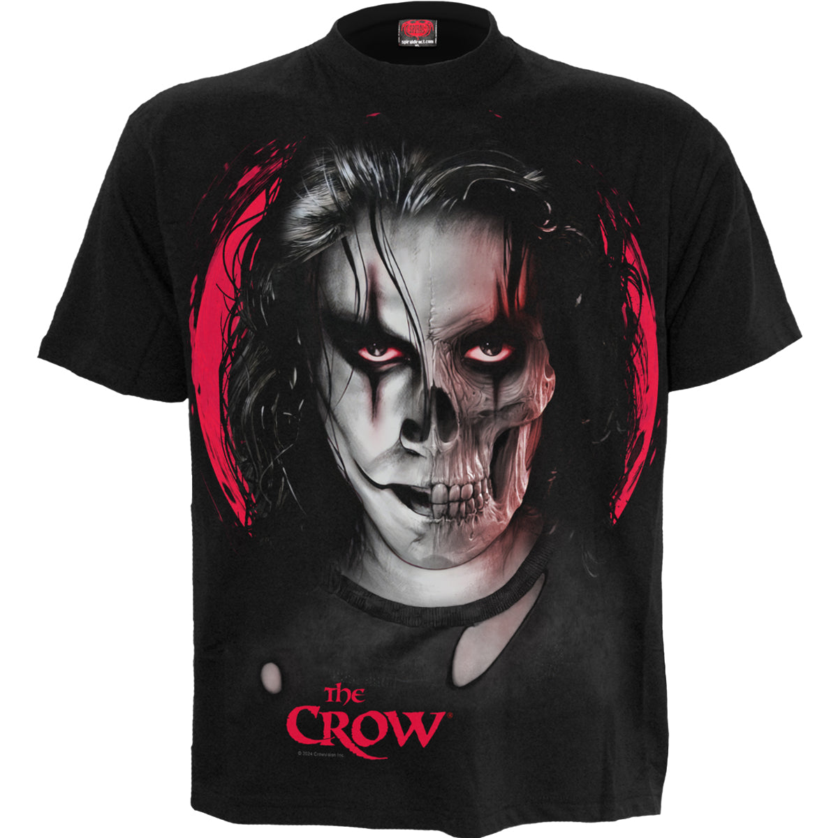 The Crow - Skull Face - Front Screen Print t-Shirt Black