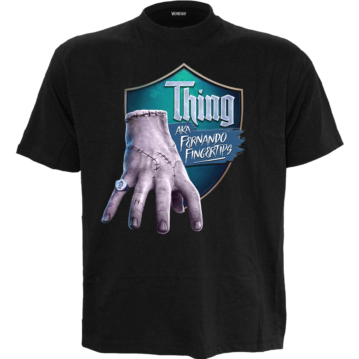 Thing - 'Fernando Fingertips' - Front Digital Print t-Shirt Black