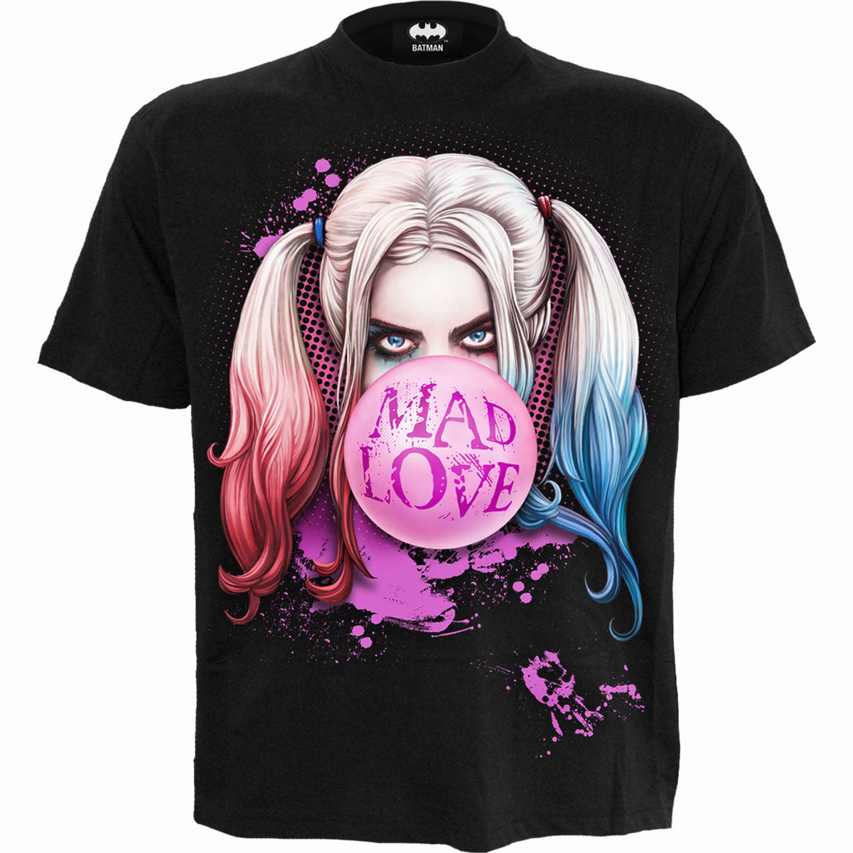 Harley Quinn - Mad Love - Front Digital Print t-Shirt Black