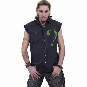 Riddler - Glow In The Dark Logo - Sleeveless Stone Washed Worker Black
