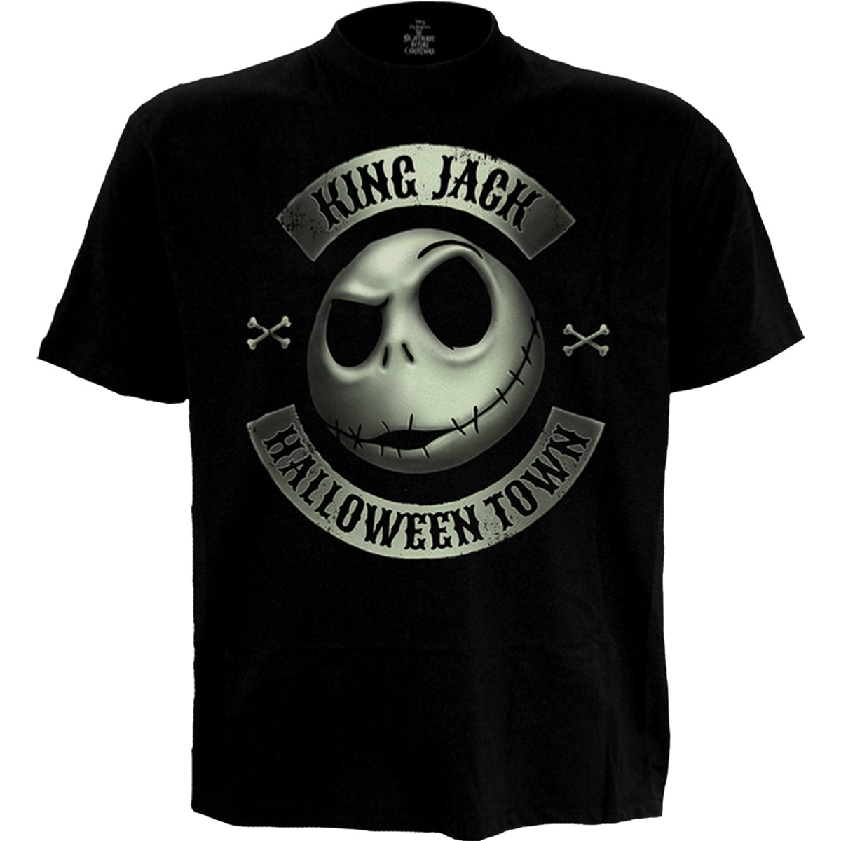 Nightmare Before Xmas - Jack Crest (Glow) - Front Print t-Shirt Black