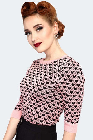 Heart Pattern Sweater-Voodoo Vixen-Dark Fashion Clothing