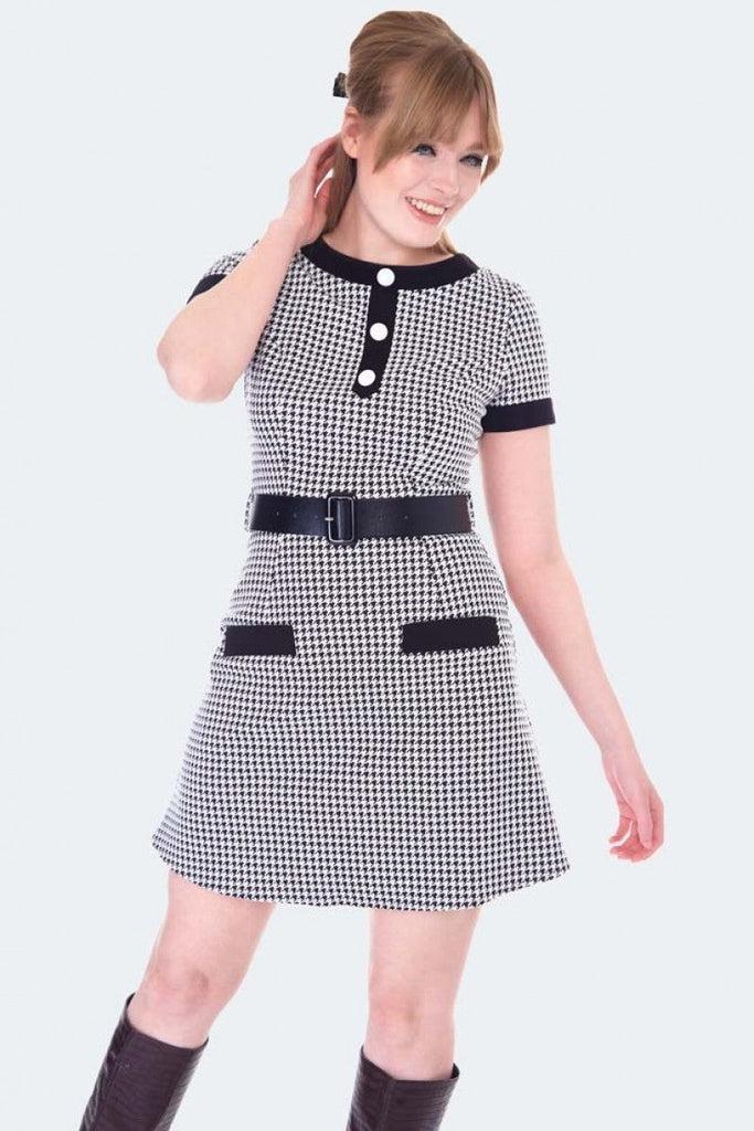 Houndstooth Dress-Voodoo Vixen-Dark Fashion Clothing