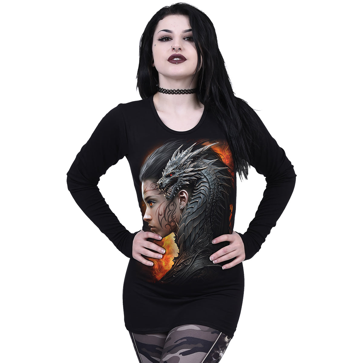 Draco Queen - (Digital Print) - Baggy Top Black