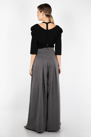 Khloe Grey 40s Style Trousers-Voodoo Vixen-Dark Fashion Clothing