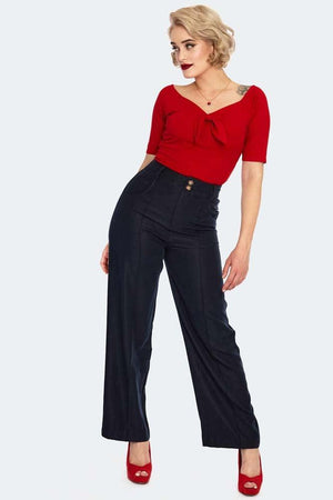 Khloe High Waisted Wide Leg Trousers-Voodoo Vixen-Dark Fashion Clothing