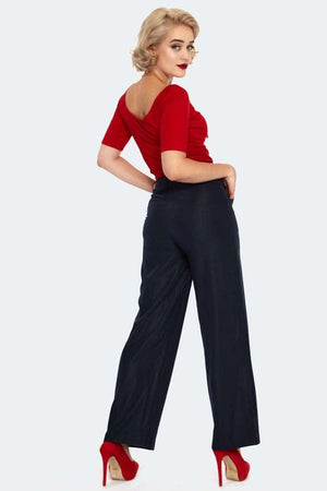 Khloe High Waisted Wide Leg Trousers-Voodoo Vixen-Dark Fashion Clothing