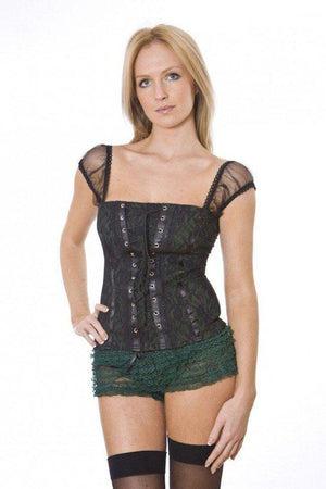 Lucy Gothic Top In Cotton And Lace Overlay-Burleska-Dark Fashion Clothing