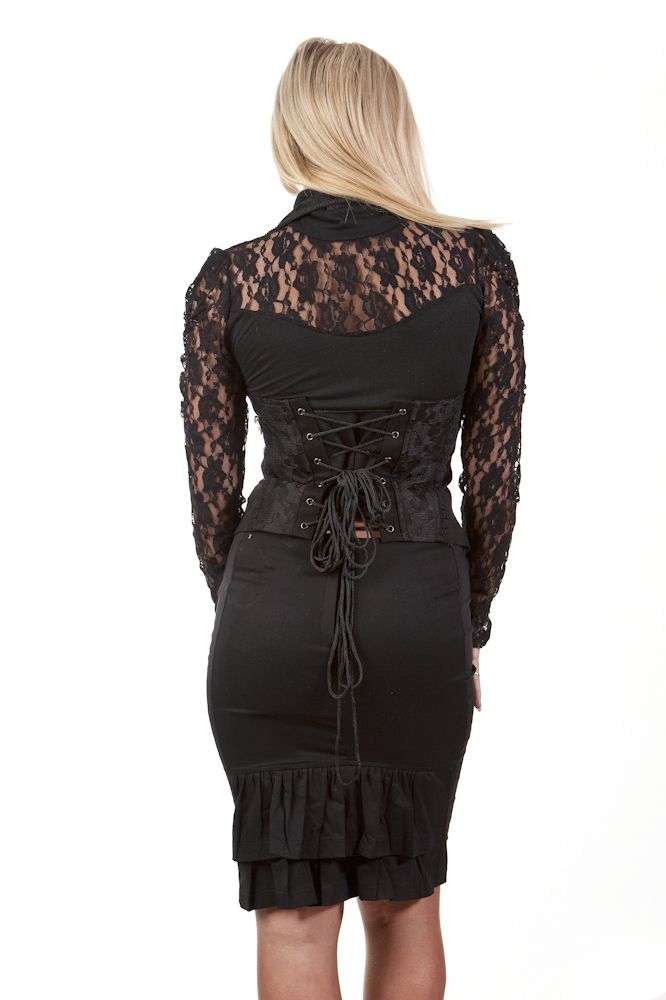 Melissa Gothic Waistcoat In Black Twill-Burleska-Dark Fashion Clothing