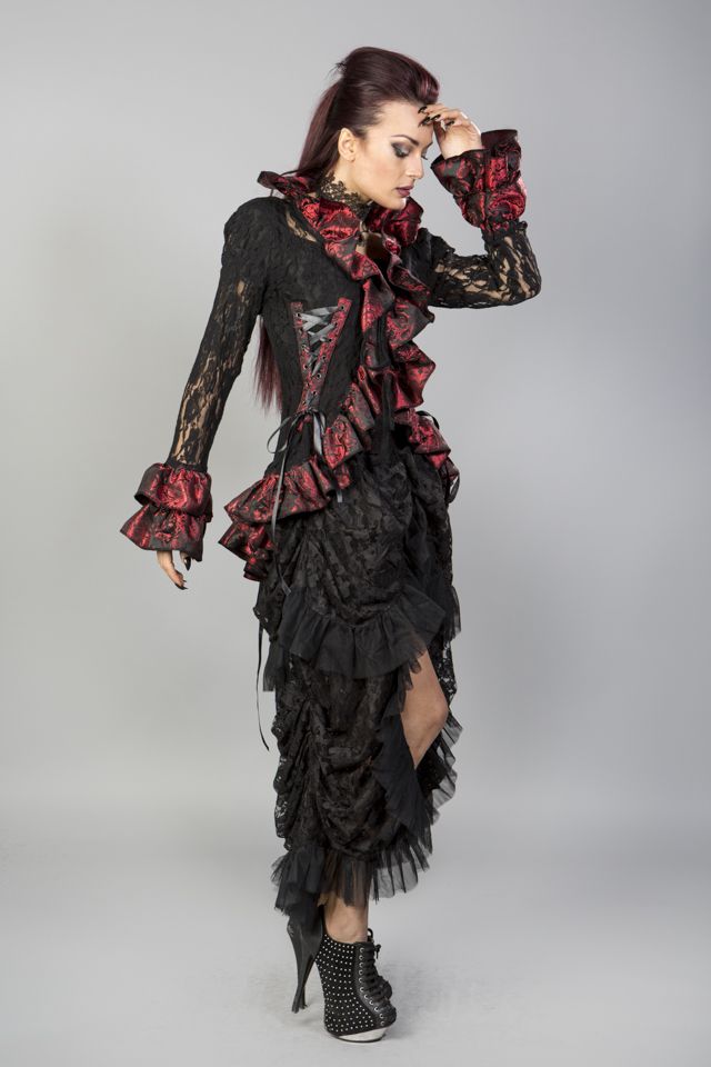 Morticia Victorian Gothic Jacket In Lace King-Burleska-Dark Fashion Clothing