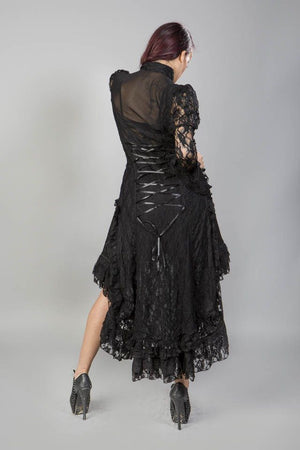 Nerreza Tail Victorian Gothic Jacket In Black Lace-Burleska-Dark Fashion Clothing