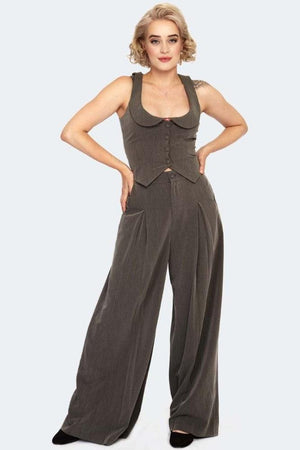 Pinstripe Contrast Lining Vest-Voodoo Vixen-Dark Fashion Clothing