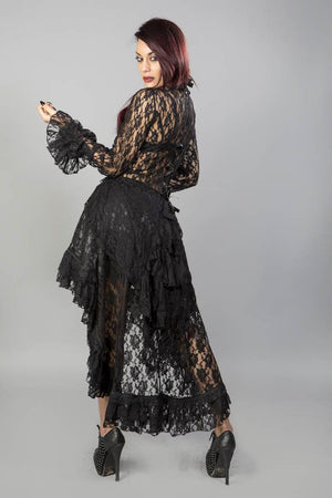 Pirate Victorian Gothic Jacket In Black Lace-Burleska-Dark Fashion Clothing