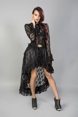 Pirate Victorian Gothic Jacket In Black Lace-Burleska-Dark Fashion Clothing