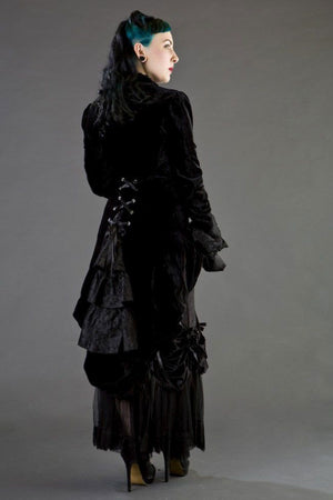 Pirate Women's Coat In Black Velvet-Burleska-Dark Fashion Clothing
