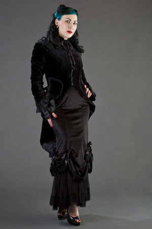 Pirate Women's Coat In Black Velvet-Burleska-Dark Fashion Clothing