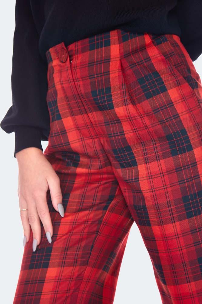 Plaid Vintage Style High Waisted Trousers-Voodoo Vixen-Dark Fashion Clothing