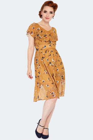 Posy Yellow Butterfly Dress-Voodoo Vixen-Dark Fashion Clothing
