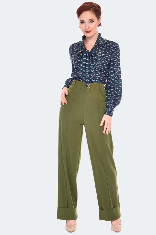 Printed Long Sleeve Pussybow Blouse-Voodoo Vixen-Dark Fashion Clothing