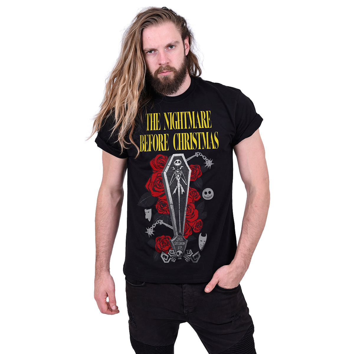 Nightmare Before Christmas - Jack Coffin - Front Print t-Shirt Black