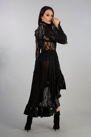 Queen Victorian Gothic Jacket In Black Lace With Matt Detail-Burleska-Dark Fashion Clothing