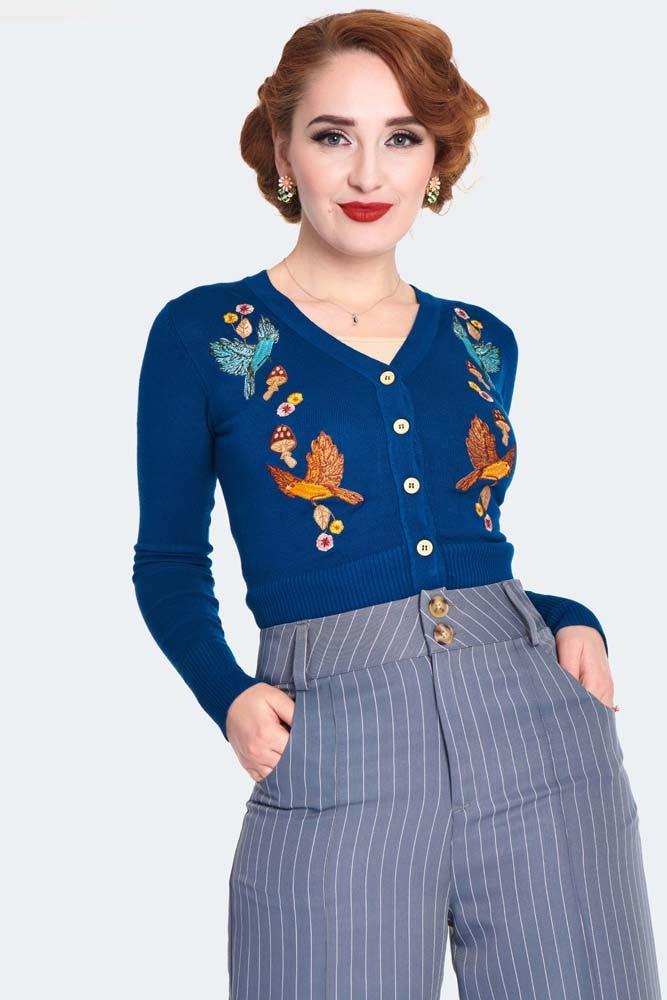 Retro Pinstripe Style Turn Up Trousers-Voodoo Vixen-Dark Fashion Clothing