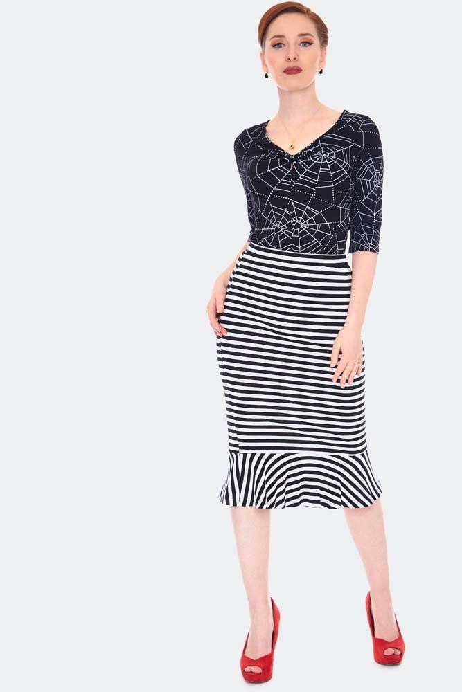 Spider Web Stretch Jersey Top-Voodoo Vixen-Dark Fashion Clothing