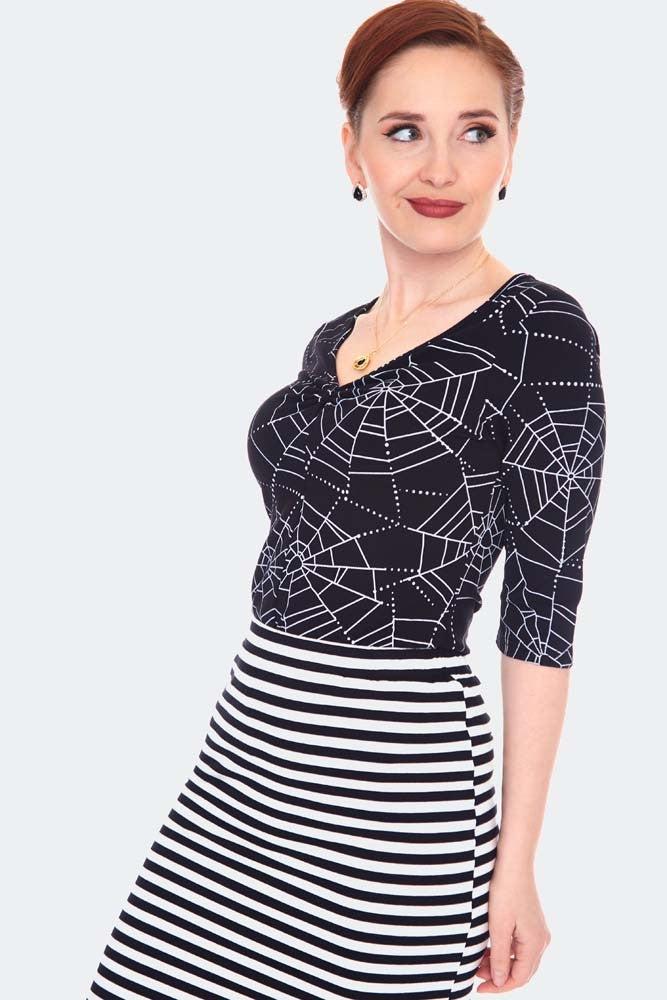 Spider Web Print Sheer Cardi Top for Women