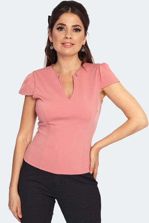 Star Cut Front Neckline Detail Knit Top-Voodoo Vixen-Dark Fashion Clothing