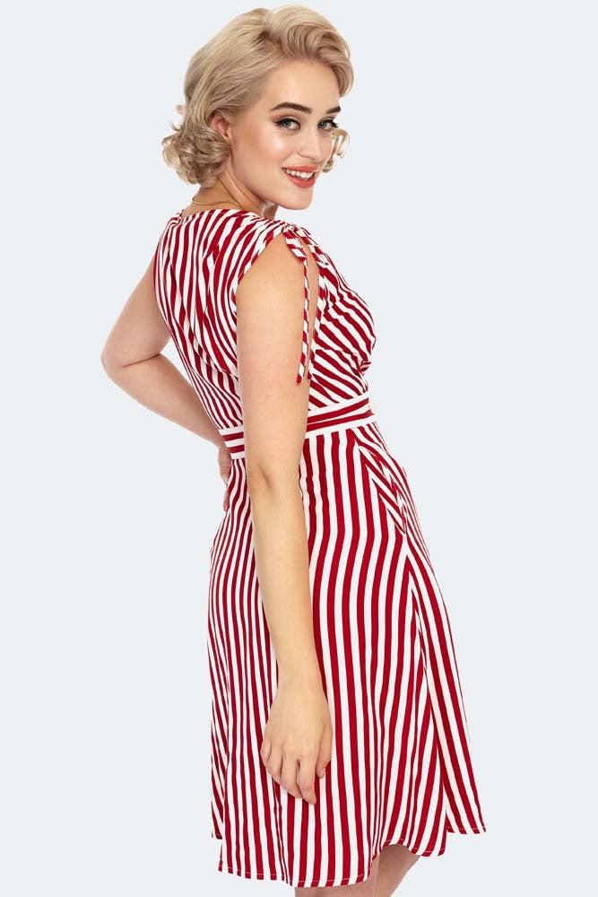 Stripe Wrap Dress-Voodoo Vixen-Dark Fashion Clothing